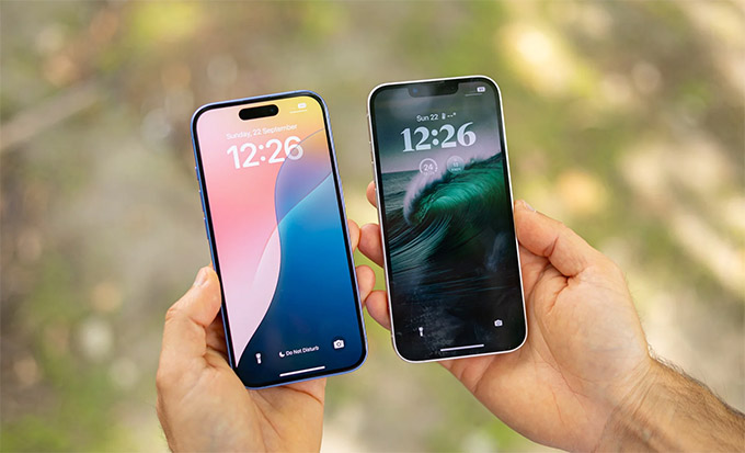 màn hình của iPhone 16 và iPhone 13 đều có kích thước 6.1 inch