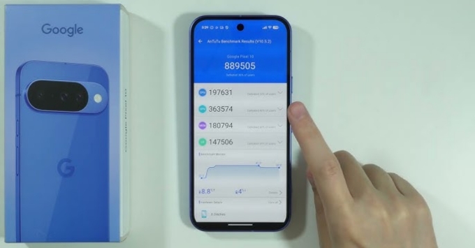 Google Pixel 10 kiểm tra hiệu năng chip Tensor G5 trên AnTuTu