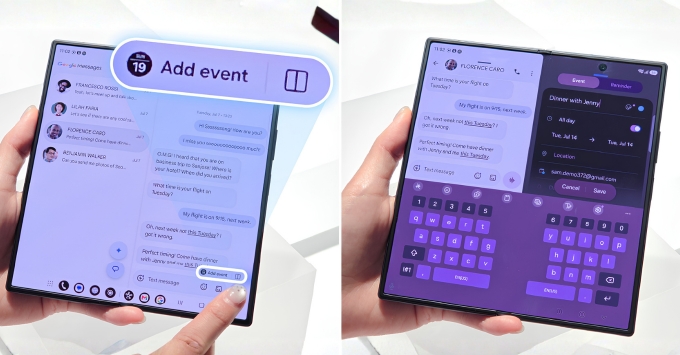 Galaxy Z Fold8 hiển thị kết quả AI trên màn hình gập tỷ lệ 4:3