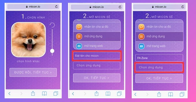 Căn chỉnh ảnh và nhập tên ứng dụng khi tạo icon cho iPhone bằng Micon.io