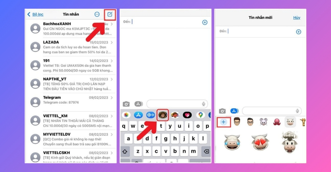 Mở Memoji trong ứng dụng Tin nhắn để tạo icon khuôn mặt trên iPhone