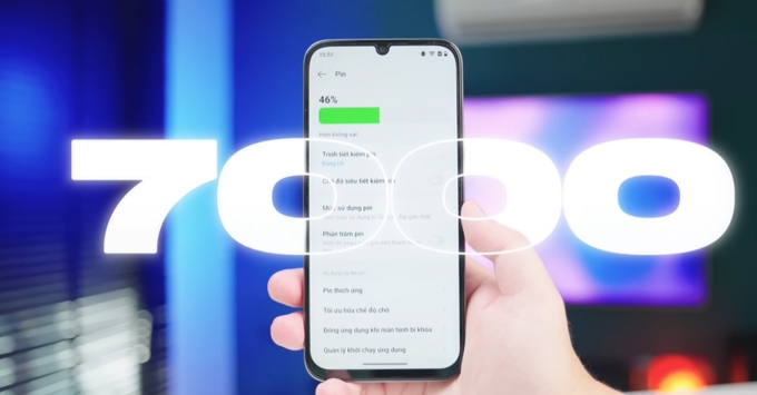 Viên pin dung lượng khủng 7000mAh của Realme C100i cho thời gian dùng 2 ngày