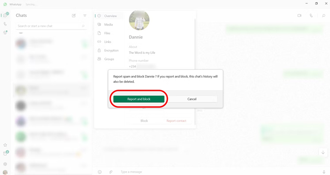 Cách báo cáo và chặn trên WhatsApp trên máy tính chọn xác nhận