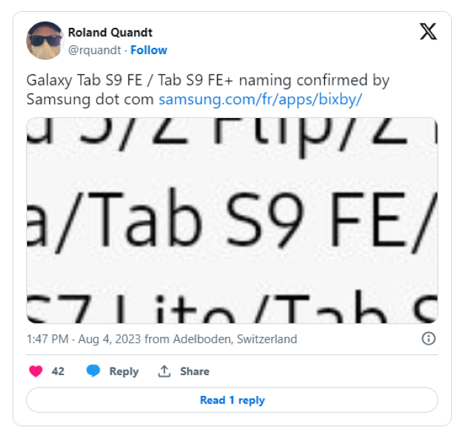 Galaxy Tab S9 FE series đang đến gần