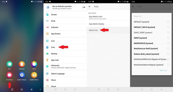 Cách thay đổi phông chữ trên điện thoại Android bằng app Go Launcher