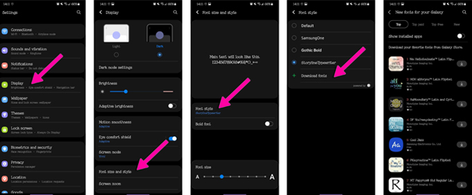 Cách thay đổi phông chữ trên điện thoại Android bằng điện thoại Samsung