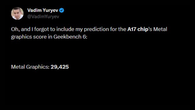 Điểm số Geekbench 6 của A17 Bionic