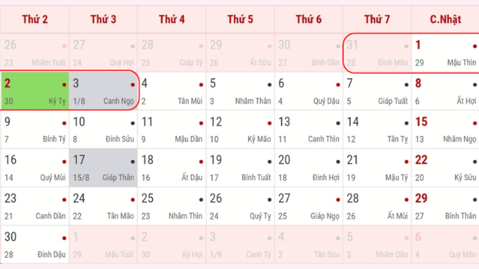Lịch nghỉ lễ 2/9 chi tiết 4 ngày
