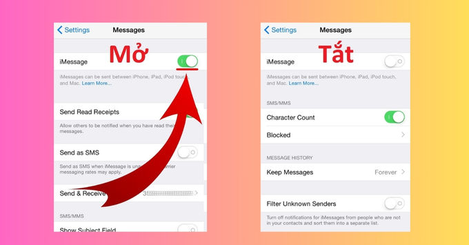 Bật iMessage để nhắn tin miễn phí trên iPhone