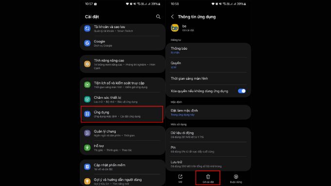 Gỡ bỏ ứng dụng không dùng đến