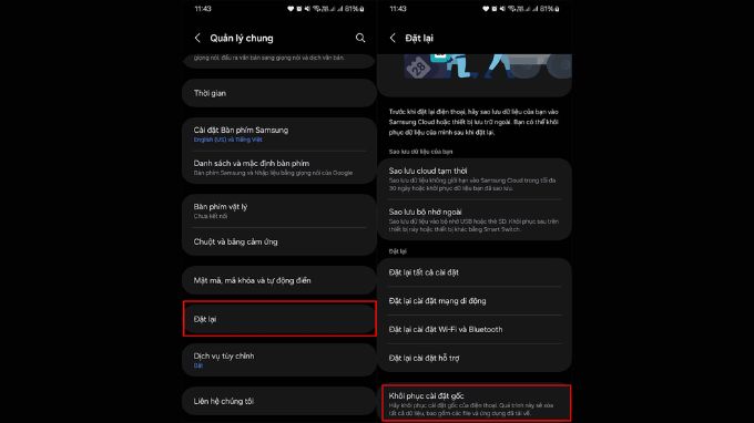 Khôi phục cài đặt gốc