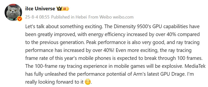 MediaTek Dimensity 9500 rò rỉ: Hiệu suất GPU tăng 40%, hỗ trợ dò tia ở 100fps