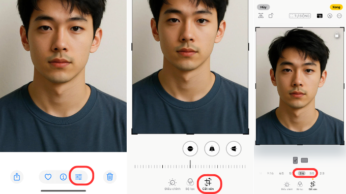 Hướng dẫn chỉnh ảnh thẻ 3x4 trên iPhone bằng công cụ Edit mặc định