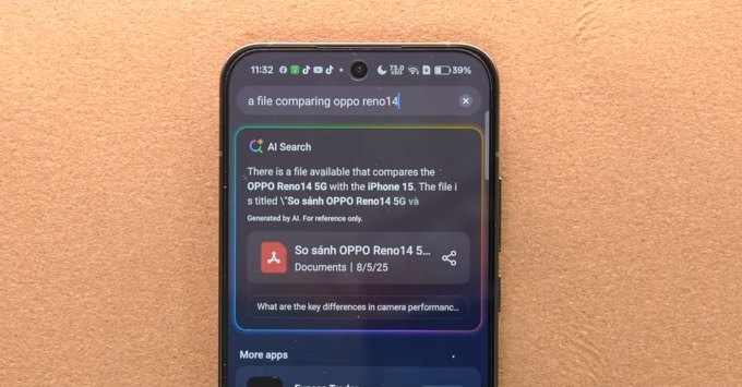 Mẹo dùng AI trên điện thoại Oppo để tìm kiếm tài liệu, file bị thất lạc