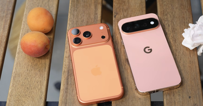 Tổng thể ngoại hình iPhone 17 Pro và Google Pixel 11 Pro năm 2026.