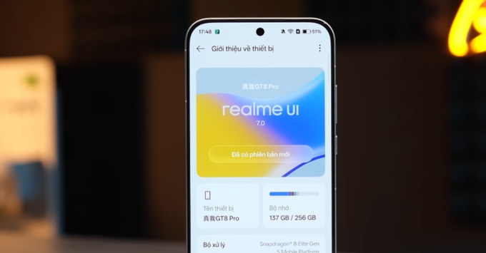 Giao diện Realme UI 7.0 mượt mà trên Realme GT 8 Pro.