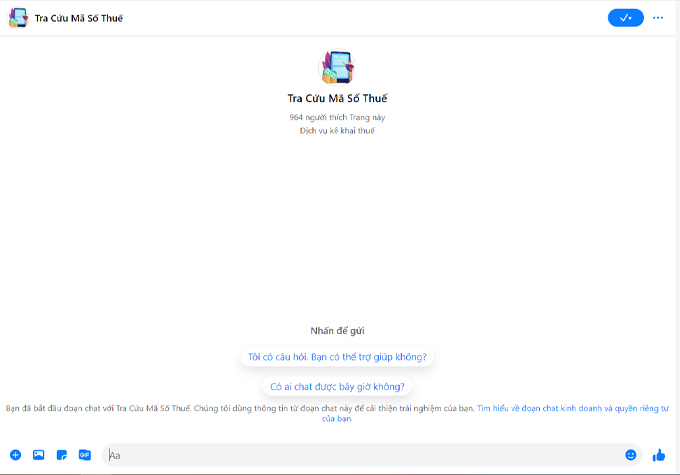 Cách tra cứu mã số thuế trên Messenger