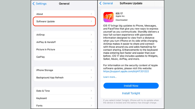Bước 3: Tải về và cài đặt iOS 17