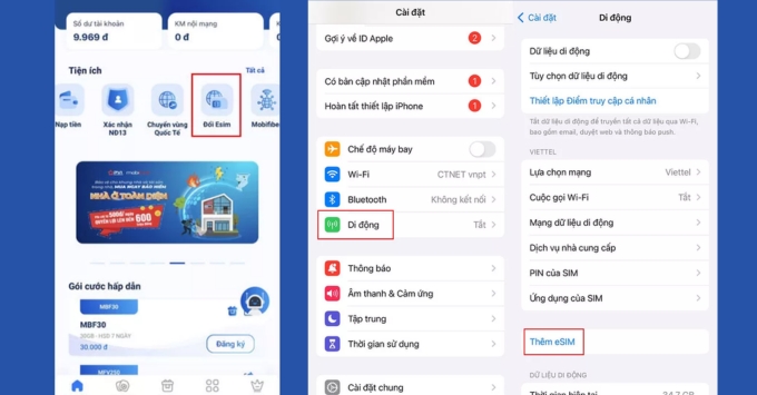Cách chuyển esim sang máy khác trên Mobifone