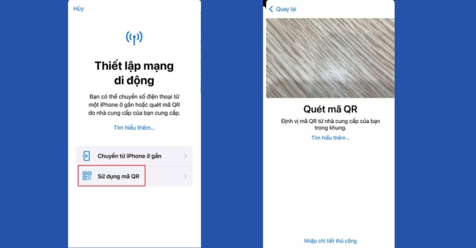 Cách chuyển esim sang máy khác trên app