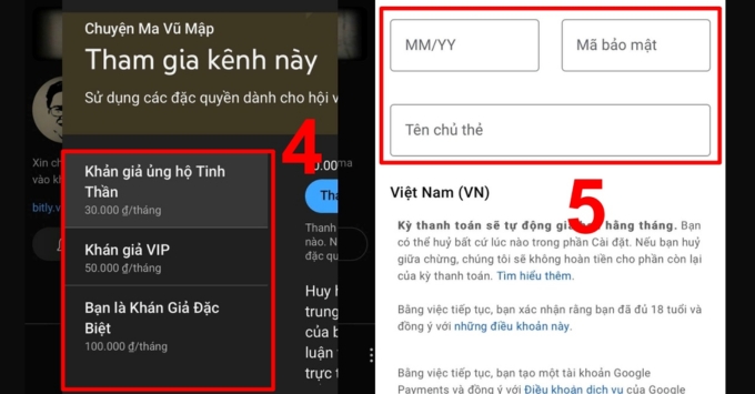 Cách đăng ký hội viên YouTube trên điện thoại IOS bước 2