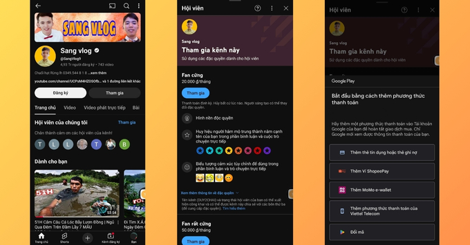 Cách đăng ký hội viên YouTube trên điện thoại Android