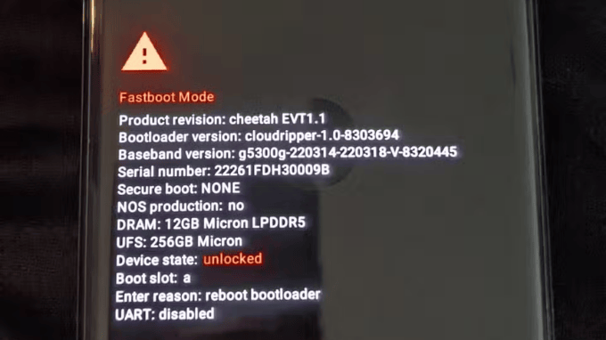 Màn hình Recovery Mode trên Google Pixel