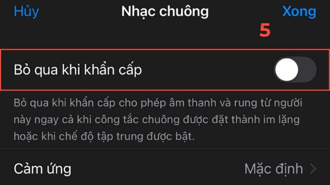 Bật “Emergency Bypass” để nhận thông báo khi cài im lặng