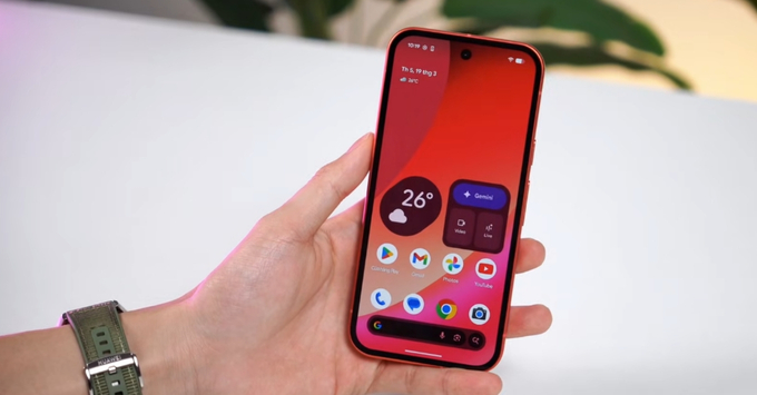 Giao diện Android thuần gốc thông minh và tinh tế trên Google Pixel 10a.