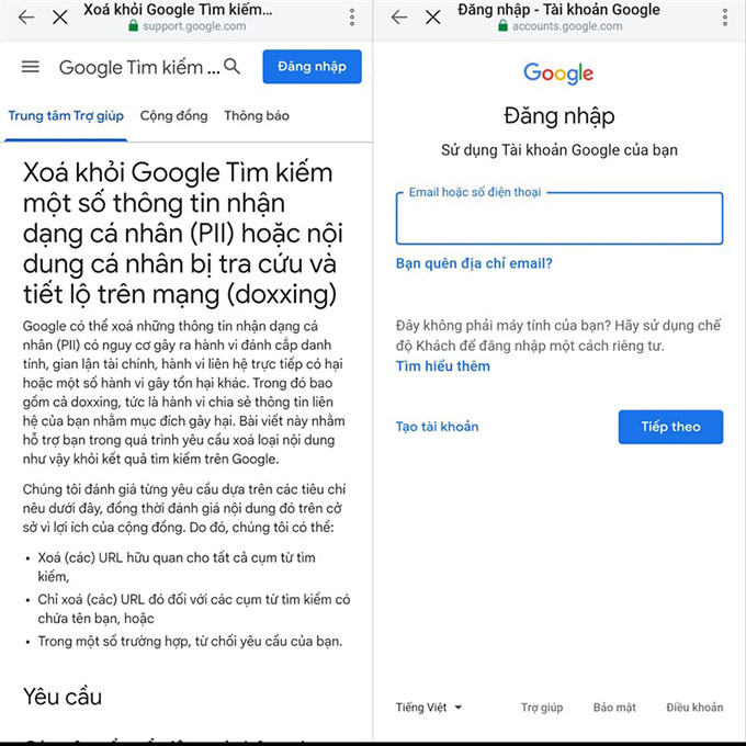 Xóa thông tin cá nhân khỏi kết quả tìm kiếm trên Google