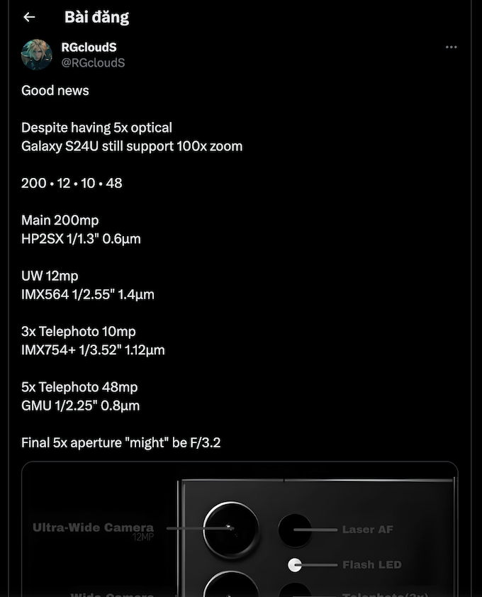 Galaxy S24 Ultra vẫn giữ zoom kỹ thuật số 100x dù ống kính tiềm vọng bị hạ cấp
