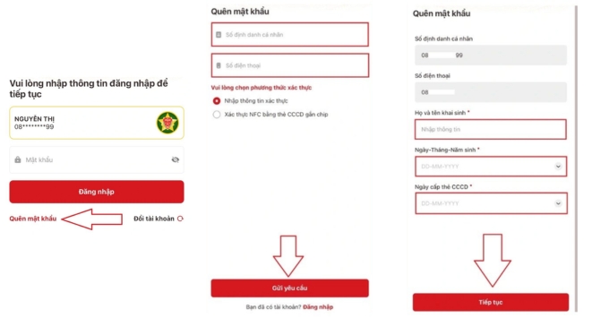 Cách đổi số điện thoại trên VNeID quên mật khẩu