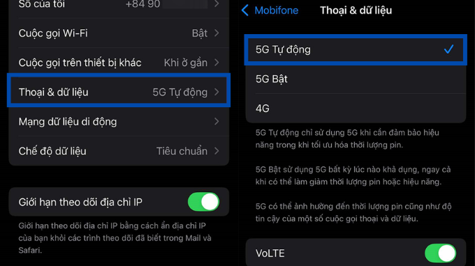 Bước 3 bật 5G trên điện thoại iPhone