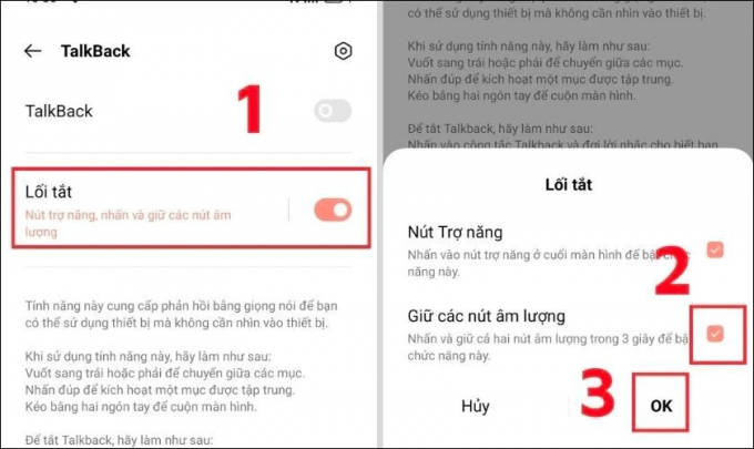 Khi nghe thấy thông báo “TalkBack tắt”, tính năng này đã được vô hiệu hóa.