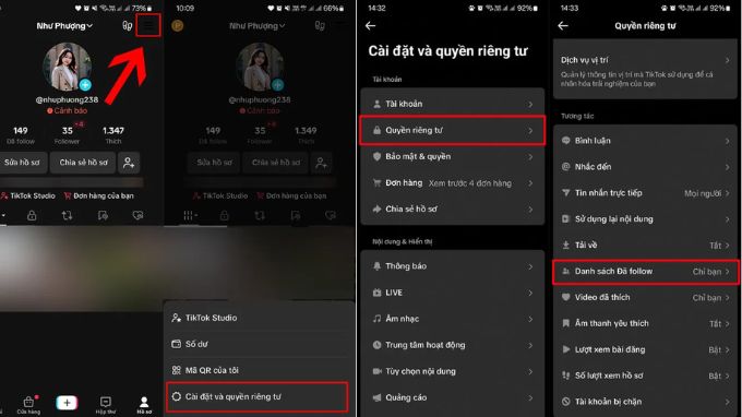 ẩn danh sách Follow trên TikTok