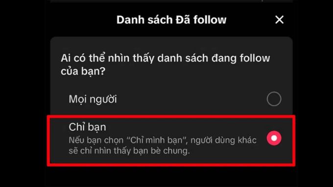 ẩn danh sách Follow trên TikTok