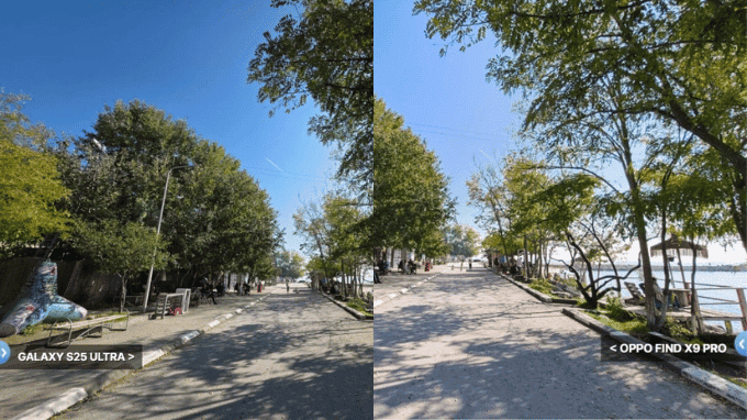 Ảnh chụp ngoài trời bằng Galaxy S25 Ultra và OPPO Find X9 Pro