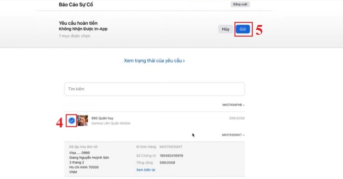Hướng dẫn chi tiết cách yêu cầu hoàn tiền App Store (A-Z) bước 4  bước 5