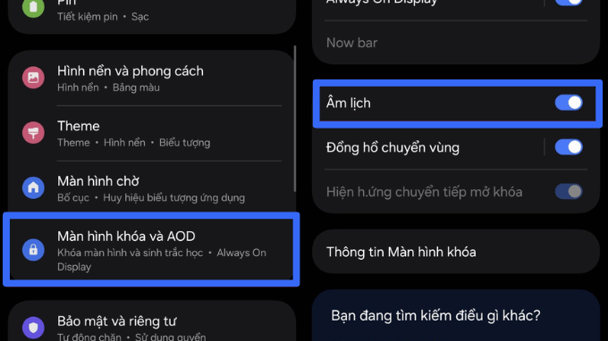 Cài đặt hiển thị lịch âm trên Galaxy S25 FE