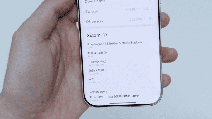 Xiaomi 17 với pin 7000mAh và chip Snapdragon 8 Elite Gen 5