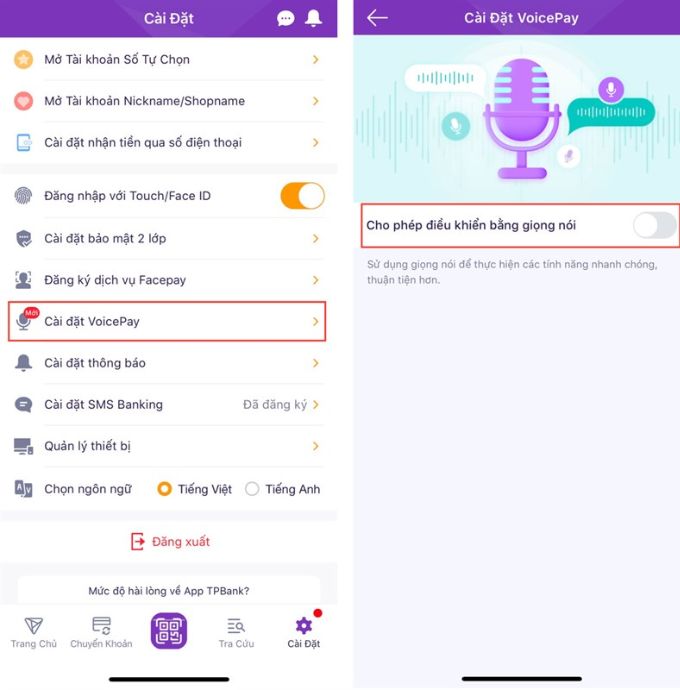 VoicePay bước 2