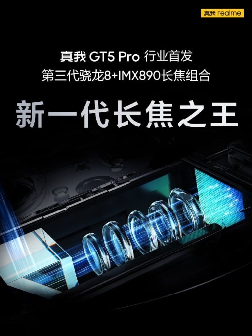 Realme GT 5 Pro sẽ được trang bị camera tele 50MP với zoom quang học 5x