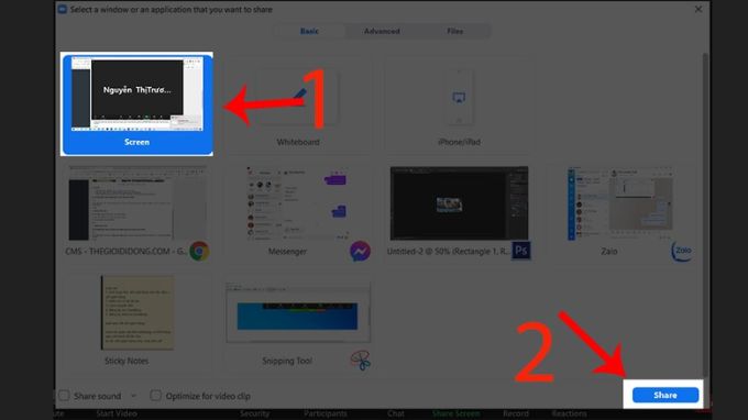 chia sẻ màn hình trên Zoom bước 2
