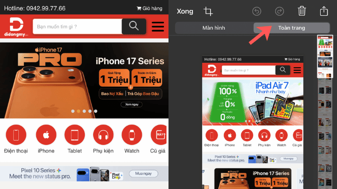 Cách chụp màn hình dài trên iPhone đơn giản