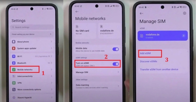 Cách chuyển đổi giữa eSIM và SIM vật lý trên Xiaomi nhanh chóng