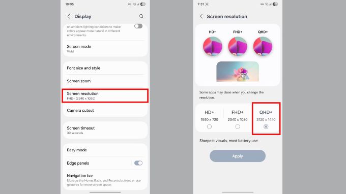 Kích hoạt độ phân giải QHD