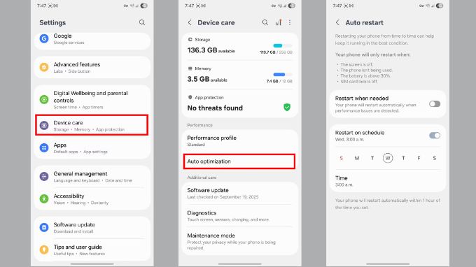Kích hoạt tự động khởi động lại 