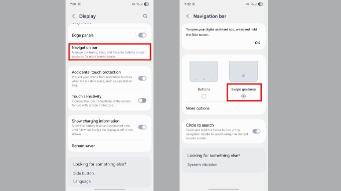 Sử dụng cử chỉ điều hướng