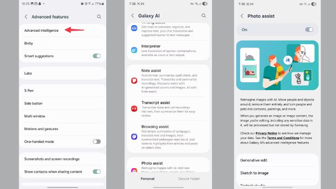 Kích hoạt tính năng AI nâng cao