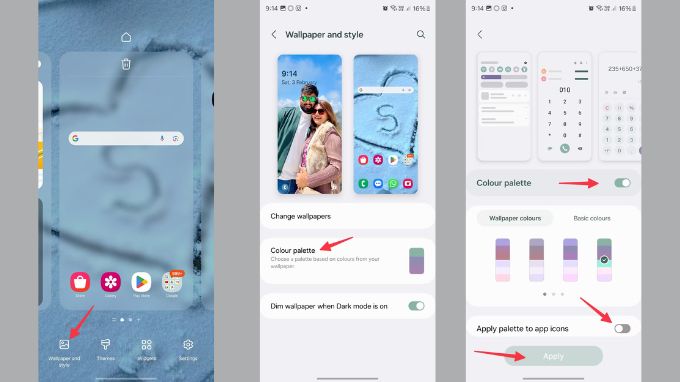 Kích hoạt bảng màu để tùy chỉnh màn hình chính của bạn